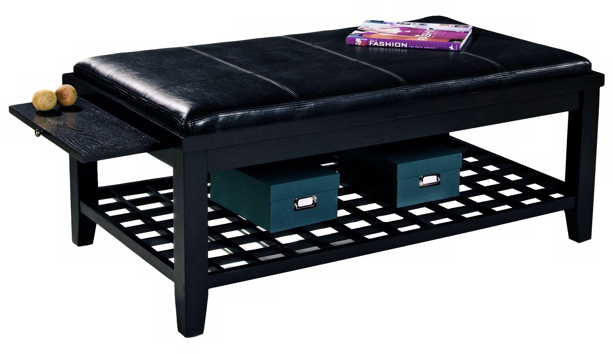Rectangular Leather Ottoman Top Cocktail Table