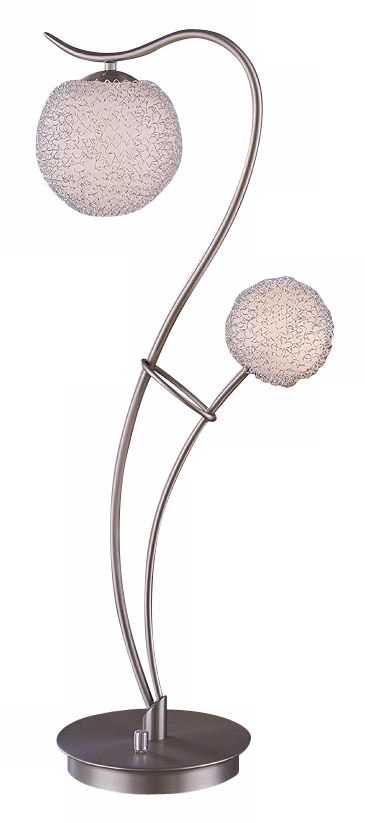 Sand Chrome Twin Arm Glass Ball Table Lamp