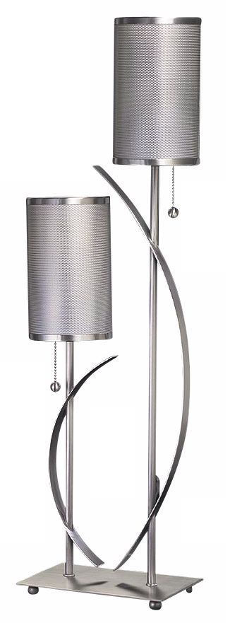 Metal Screen Tube Shade Twin Arm Table Lamp