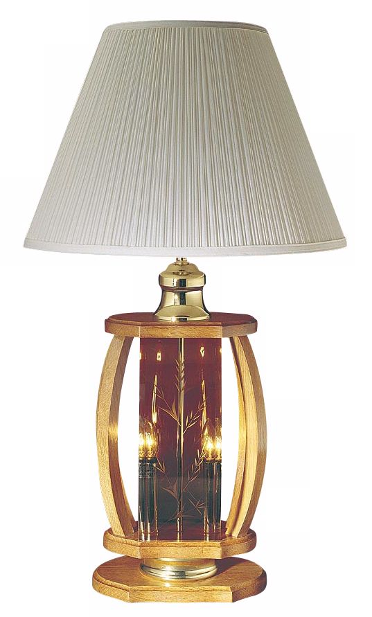 Solid Oak Egg Shell Shade Night Light Table Lamp