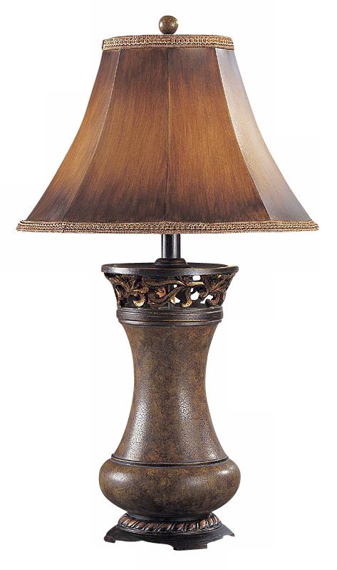 Brown Leather Panel Shade Table Lamp