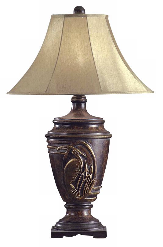 Perched Bird Detail Antique Bronze Table Lamp