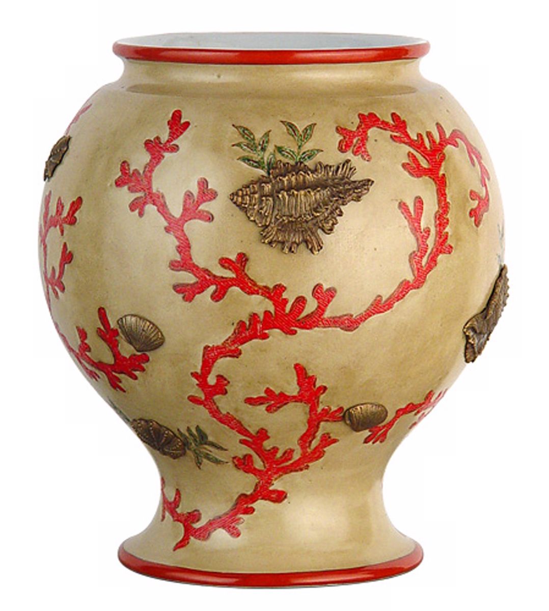 Neptunes Bounty Porcelain Brass Vase