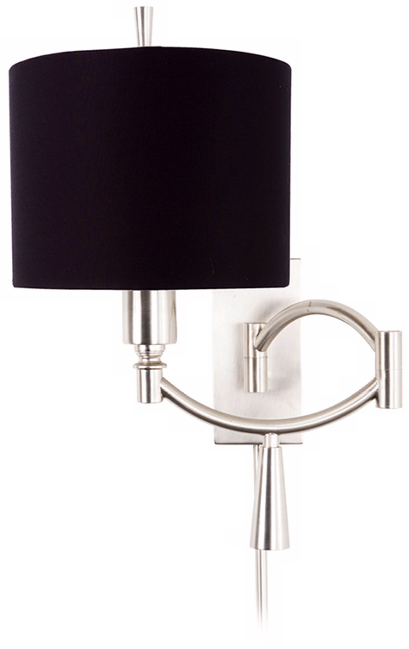 Ra II Black Shade Plug-In Swing Arm Wall Light