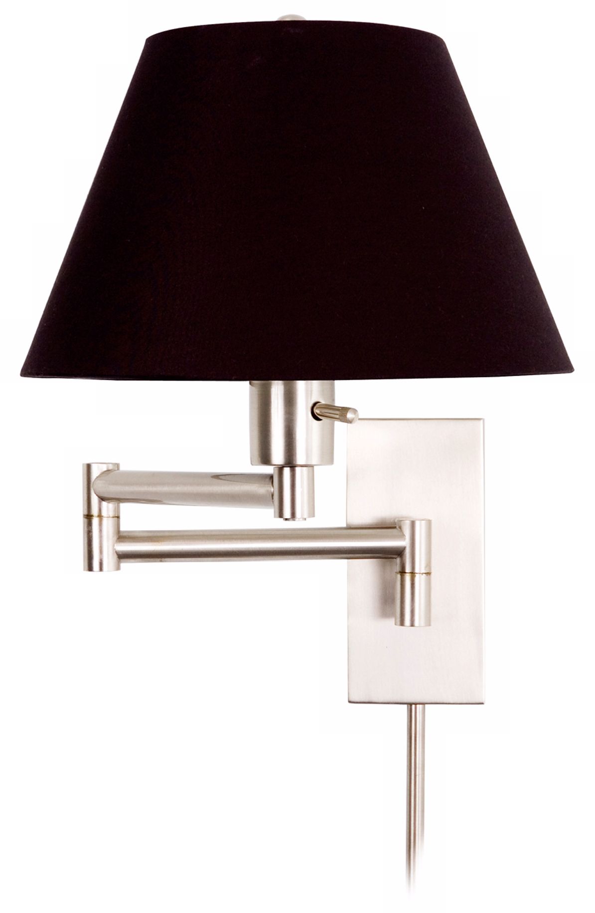 Monroe II Black Shade Plug-In Swing Arm Wall Light