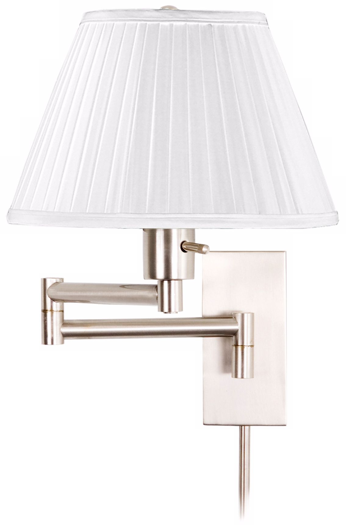 Monroe II White Shade Plug-In Swing Arm Wall Lamp