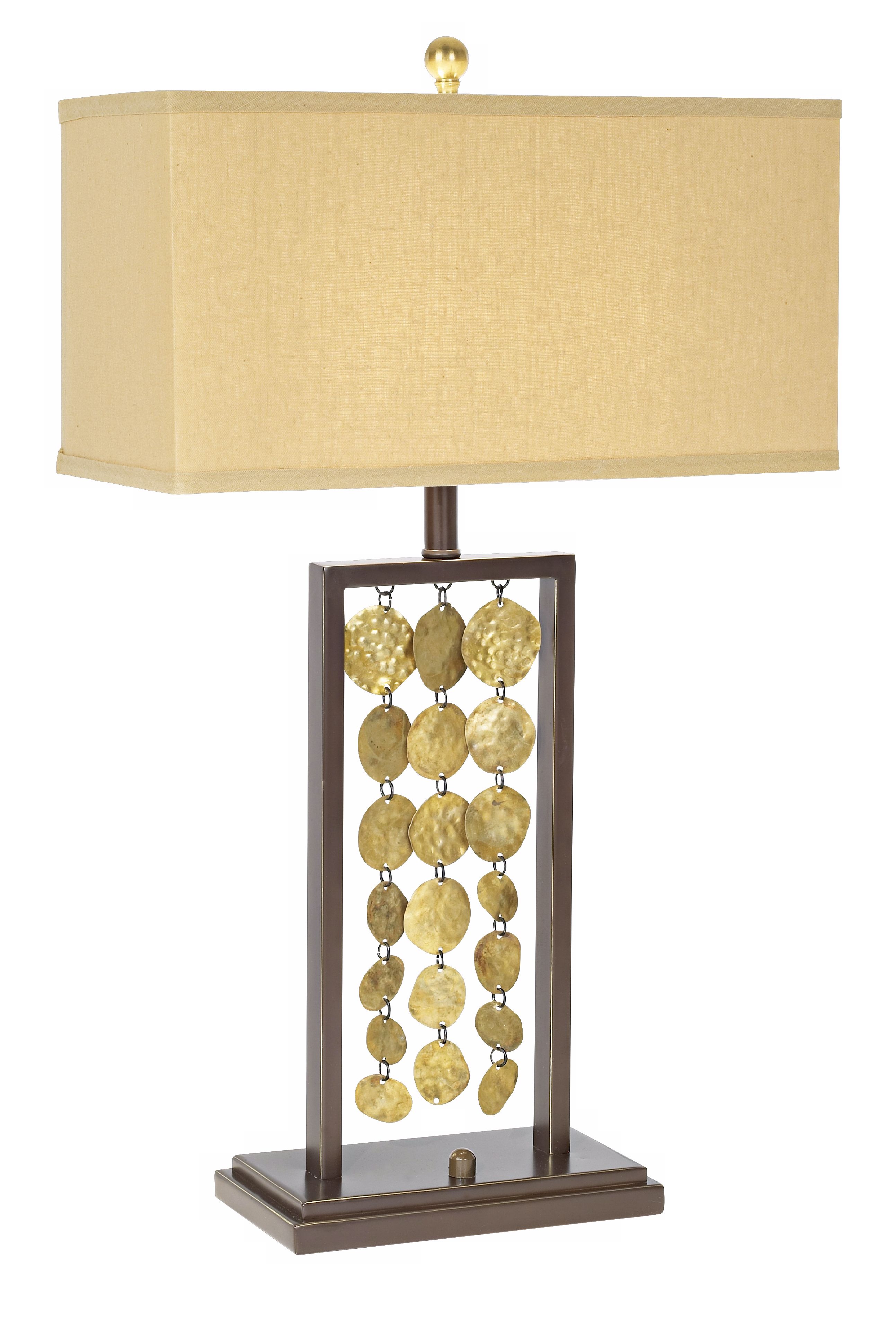 Kathy Ireland Pounded Brass Drapes Rectangular Table Lamp