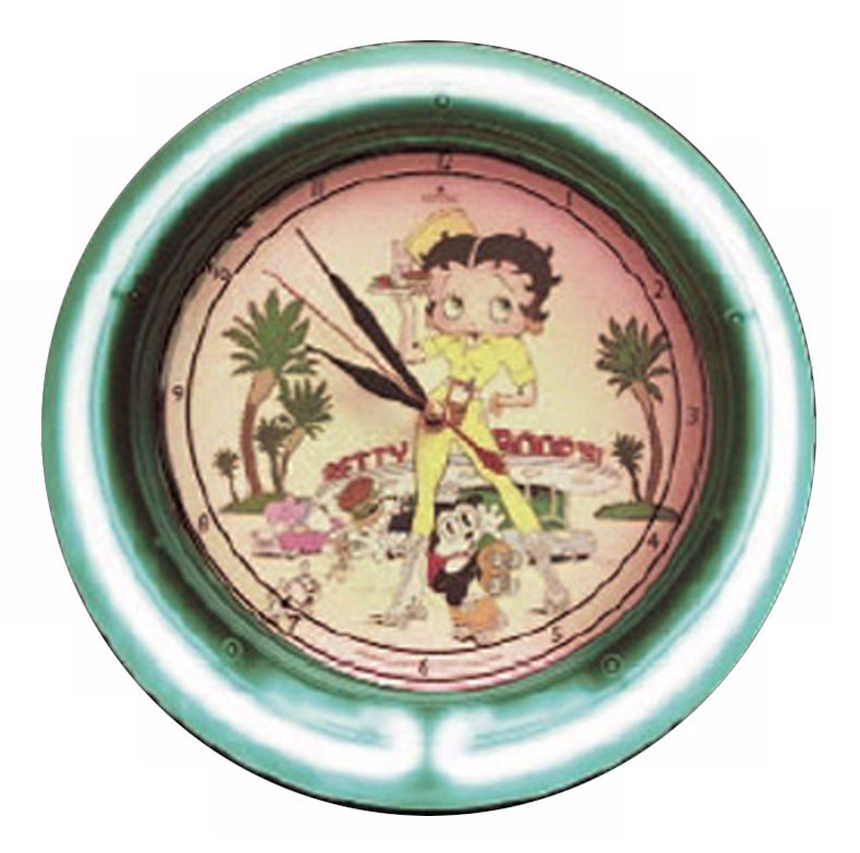 Betty Boop Yellow with Green Neon Wall Clock (H1697)