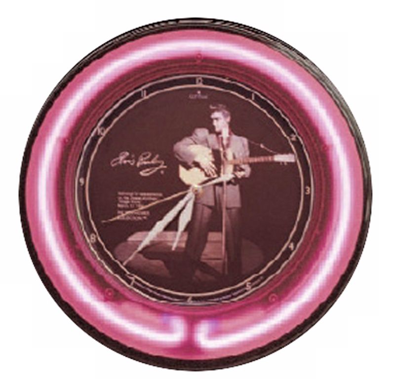 Elvis Presley Pink Neon Wall Clock