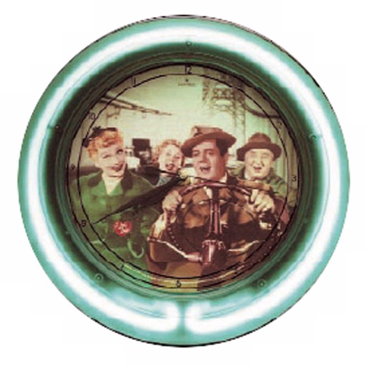 "I Love Lucy" Here We Come Green Neon Wall Clock