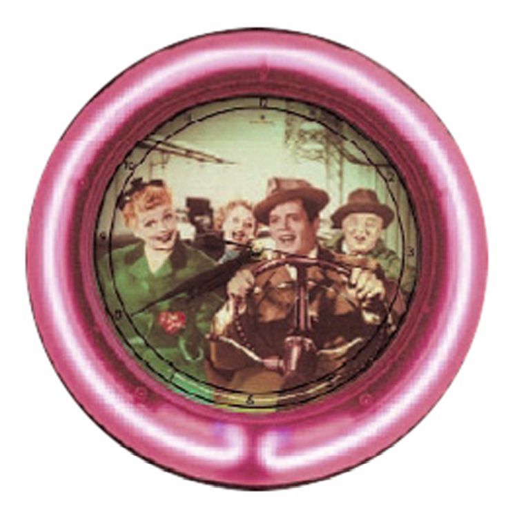 "I Love Lucy" Here We Come Pink Neon Wall Clock
