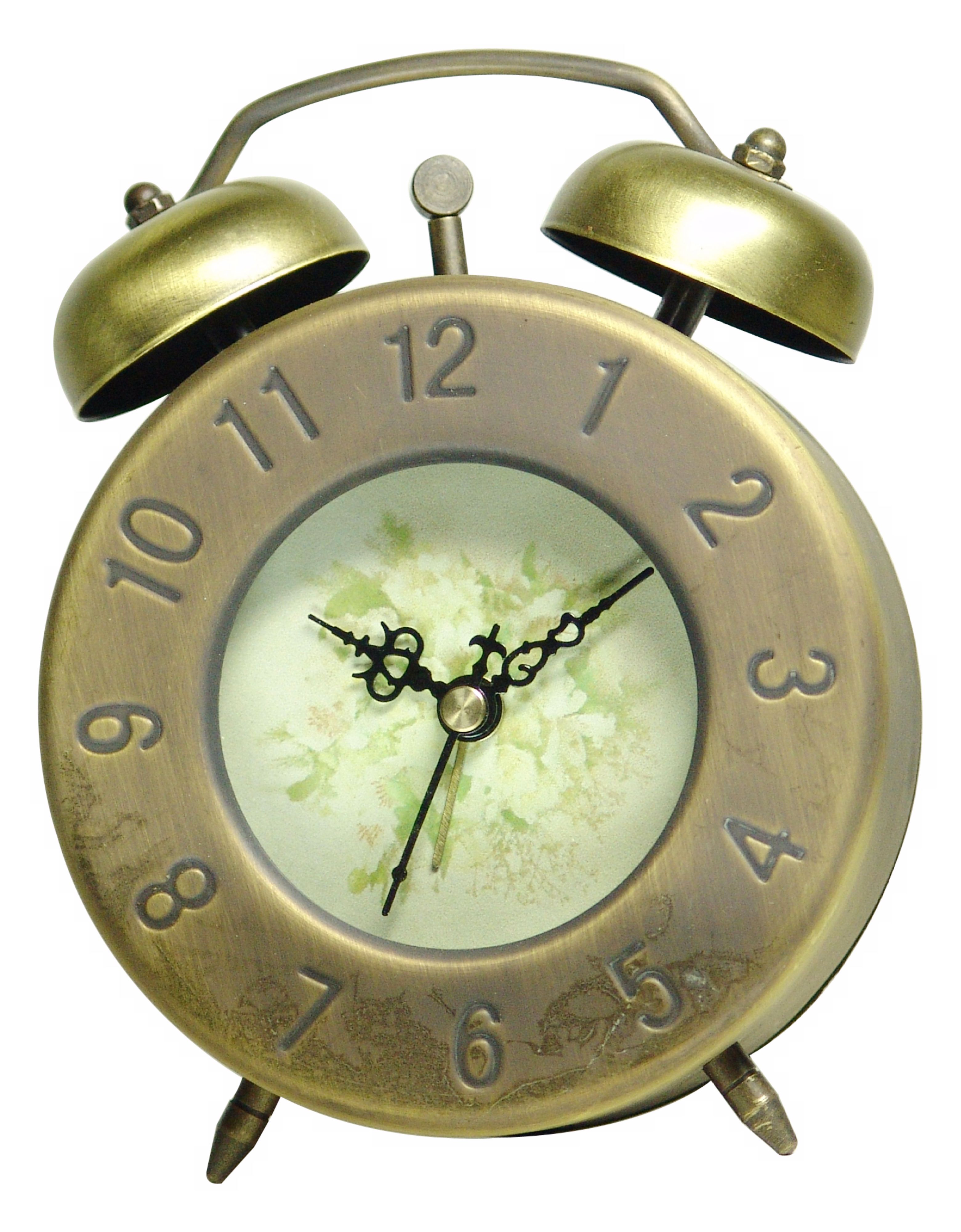 Antiqued Tabletop 5" High Alarm Clock