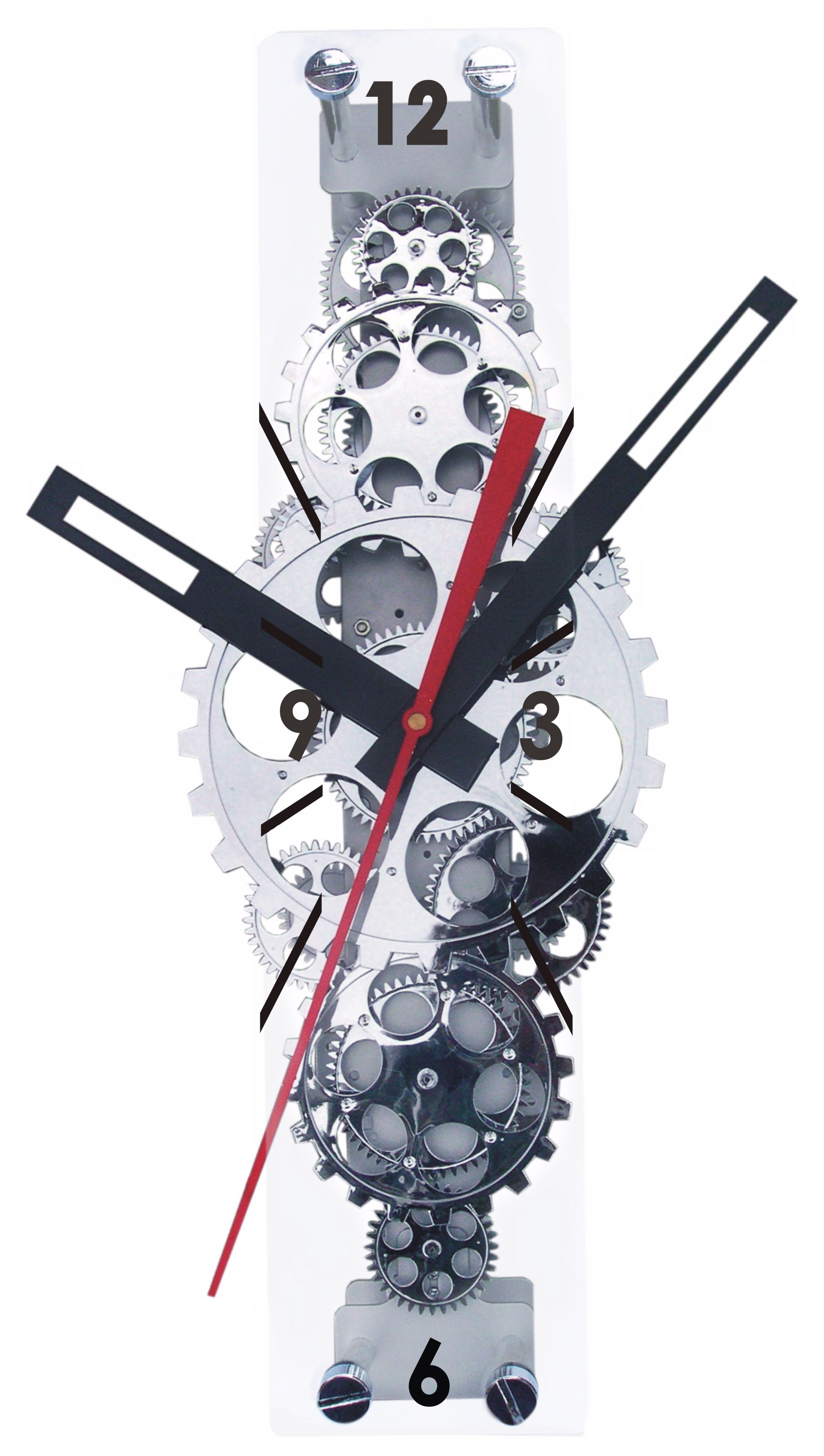 Vertical Column Moving Gear Wall Clock