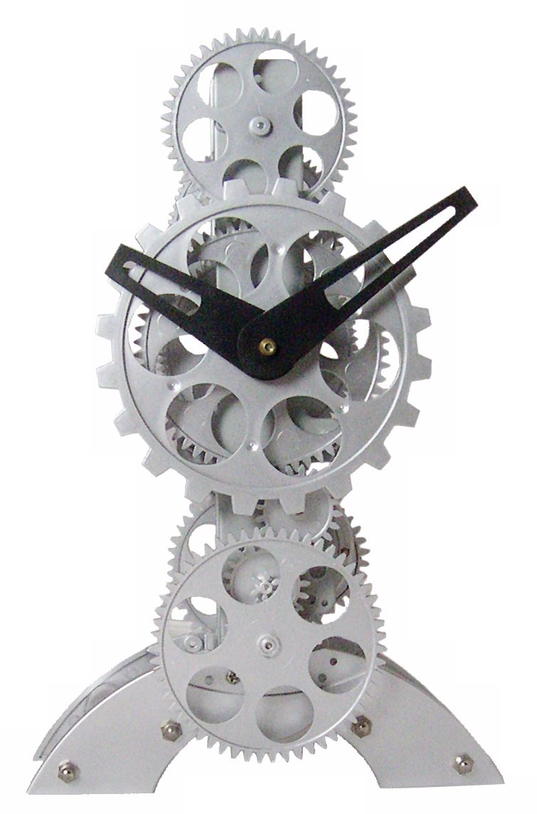 Moving Gear 11" High Desktop Clock