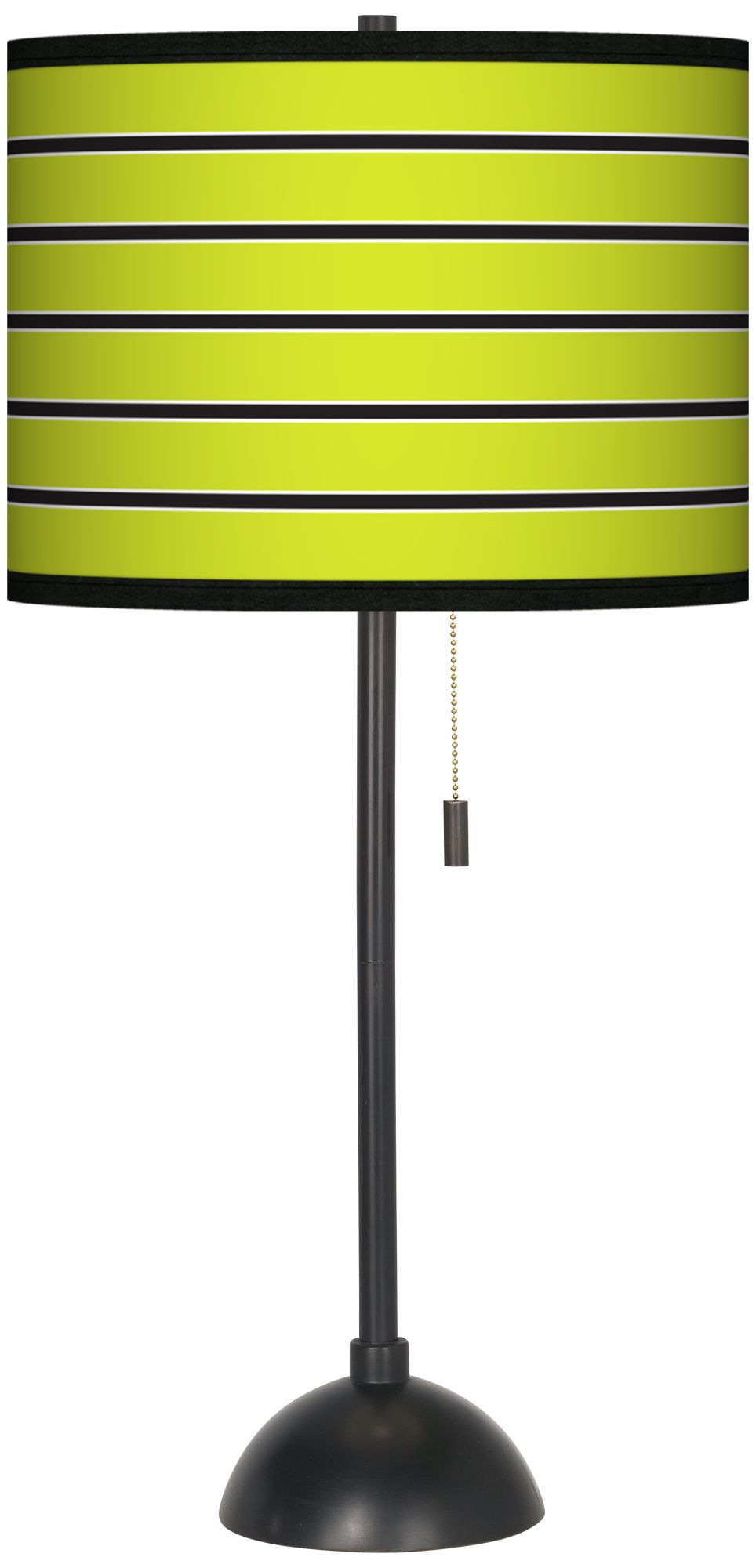 Bold Lime Green Stripe Bronze Base Giclee Table Lamp