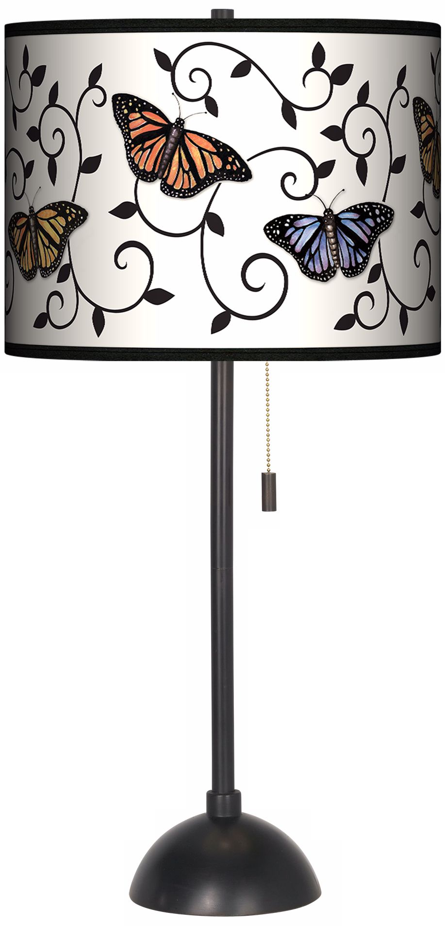Butterfly Scroll Bronze Base Giclee Table Lamp