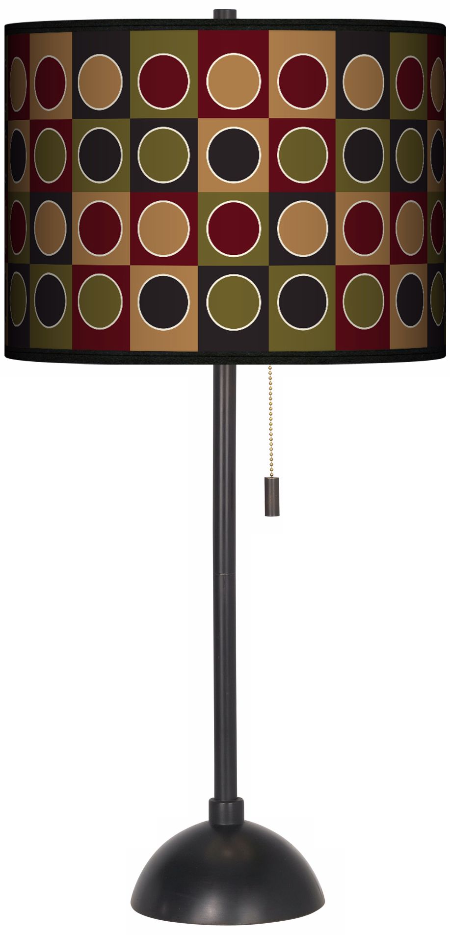 Forest Dotted Squares Bronze Base Giclee Table Lamp