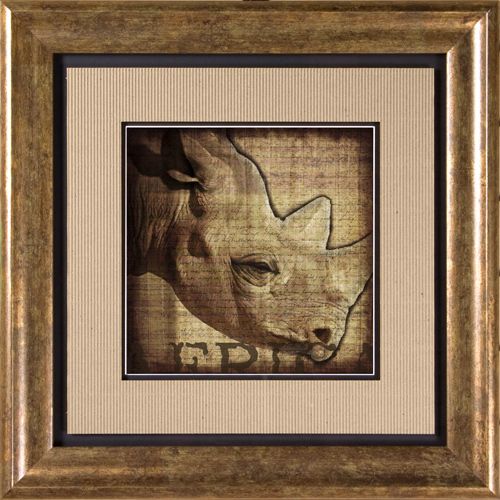 Rhino Print Under Glass 20 1/2" Square Wall Art