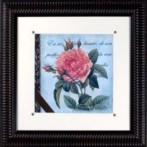 Vintage Rose I Print Under Glass 21" Square Wall Art