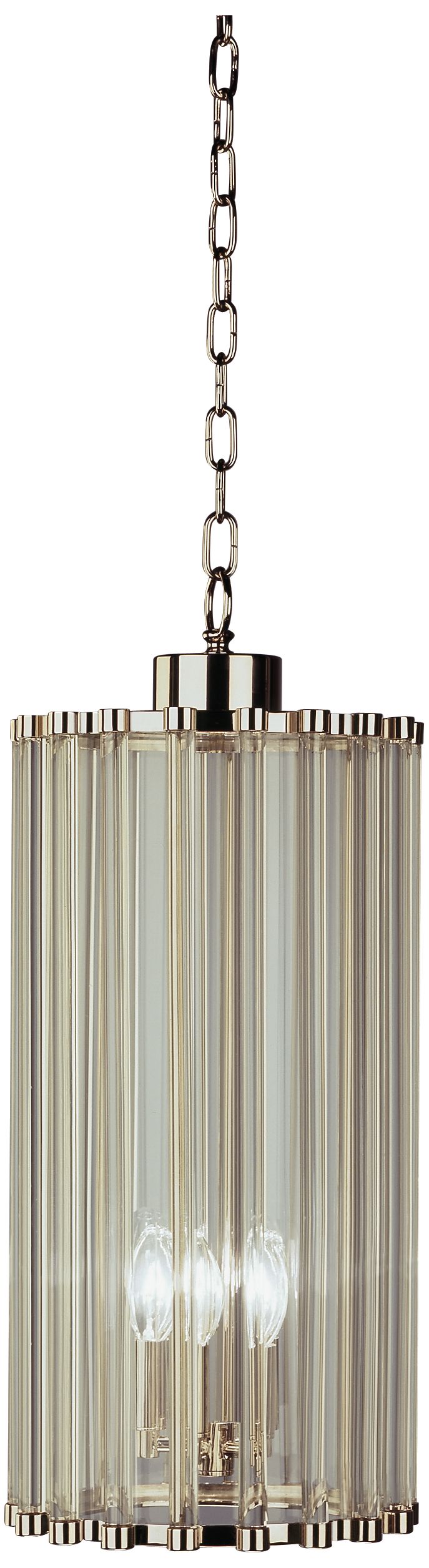 Polished Nickel Glass Rod 22" High Pendant Chandelier