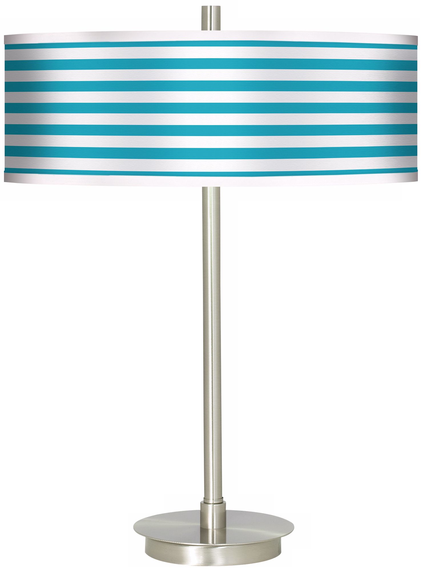 Aqua Horizontal Stripe Giclee Shade Energy Efficient Table Lamp