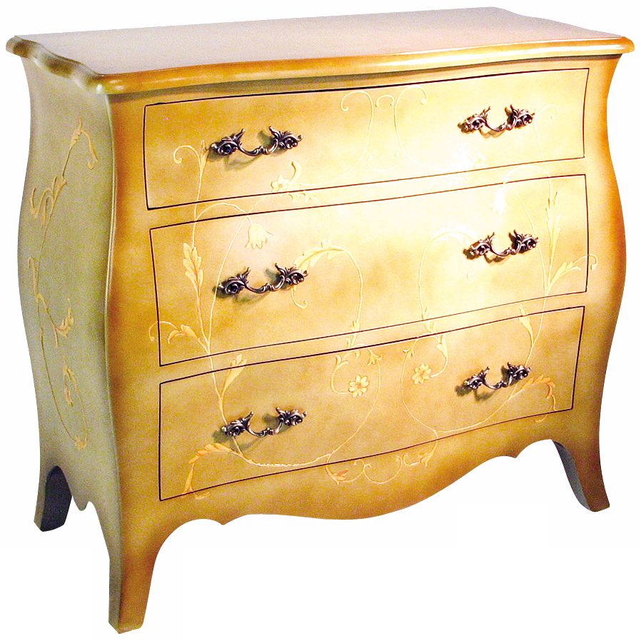 Hand-Painted Ivory Bombe Chest