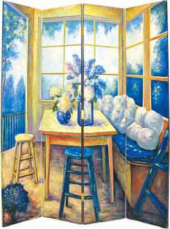 The Den Handpainted Four Panel Screen H2267