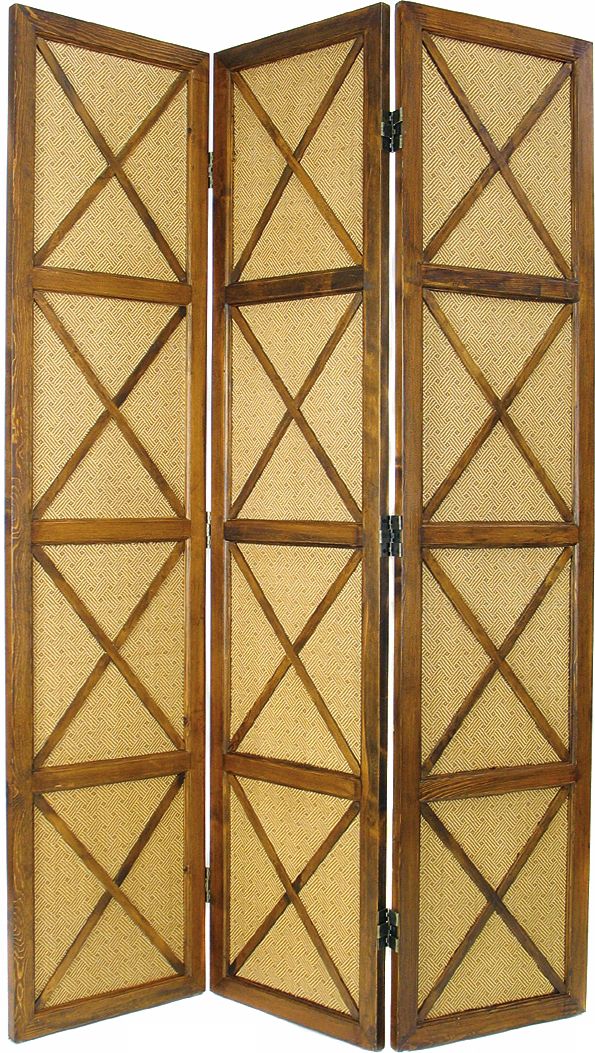 South Sea Three-Panel Light Brown Screen