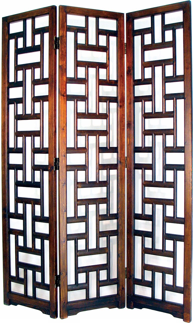 Sri Lanka Mahogany 3-Panel Wood Room Divider Screen