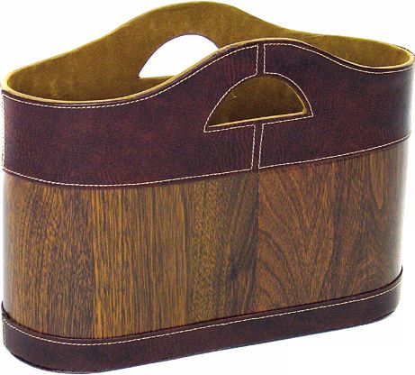 Faux Leather and Wood Magazine Carrier