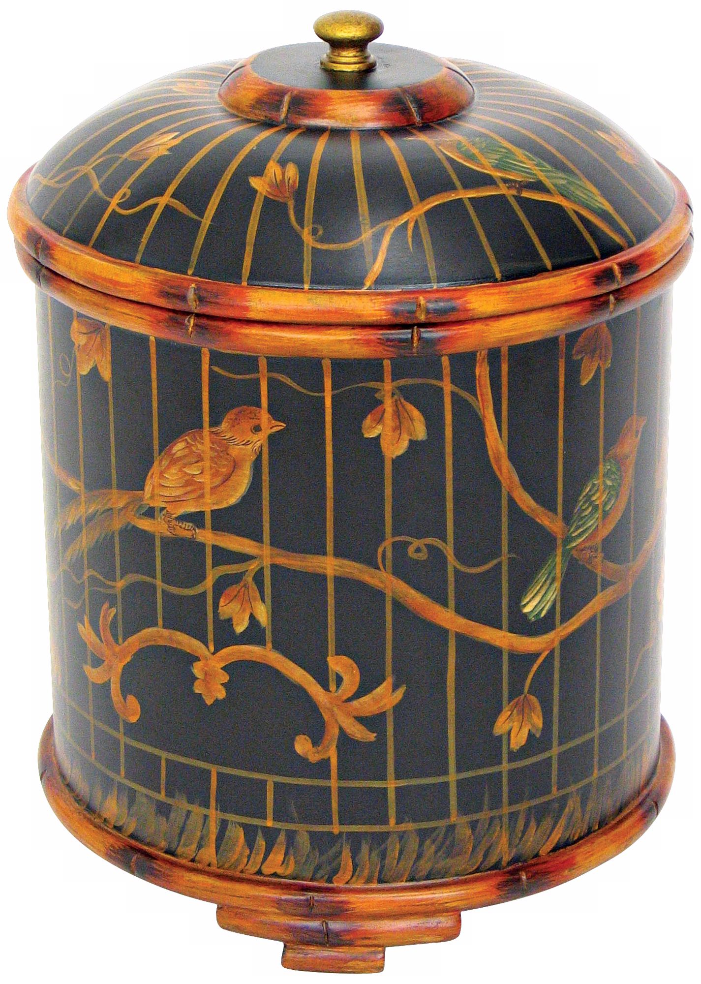 Hand-Painted Bamboo Birdcage Box