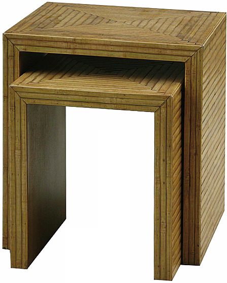 Set of Two Bamboo Parquet Nest Tables