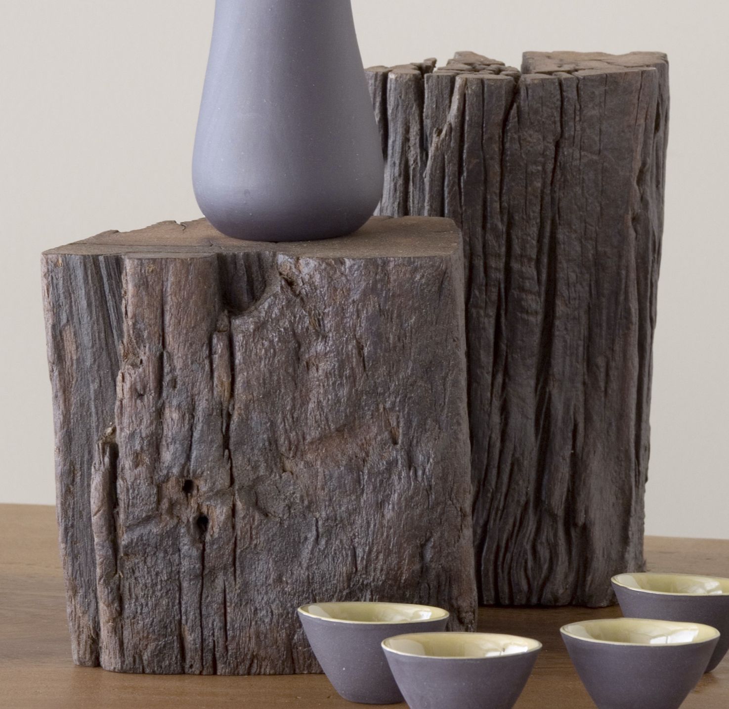 Reclaimed Wood Set of Two Railway Tie Pillars at LAMPS PLUS