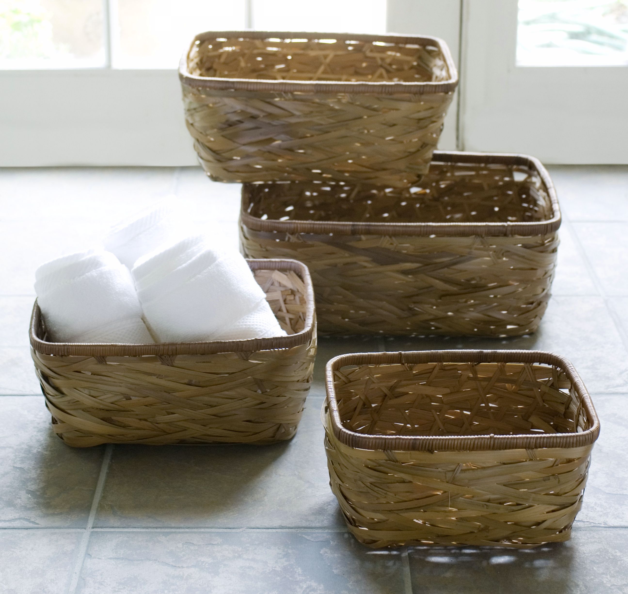 Eco-friendly bamboo basket set at LampsPlus.com