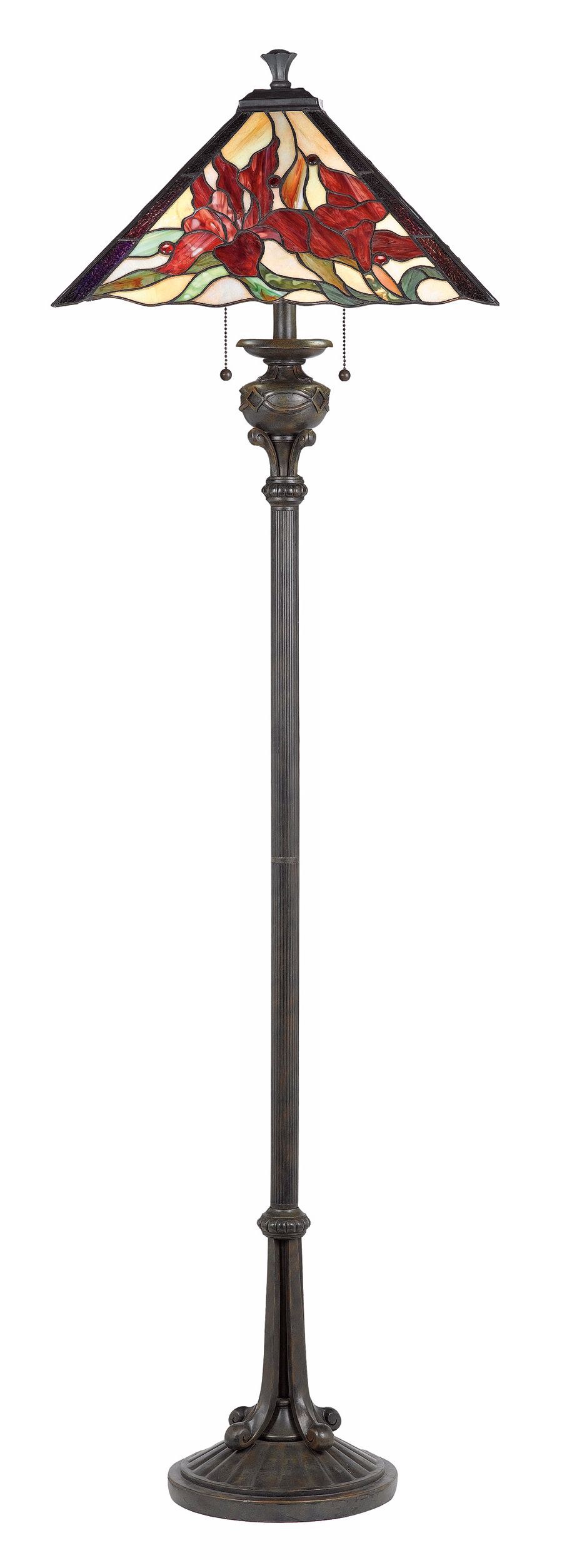 Tiger Lily Bronze Patina Tiffany Floor Lamp