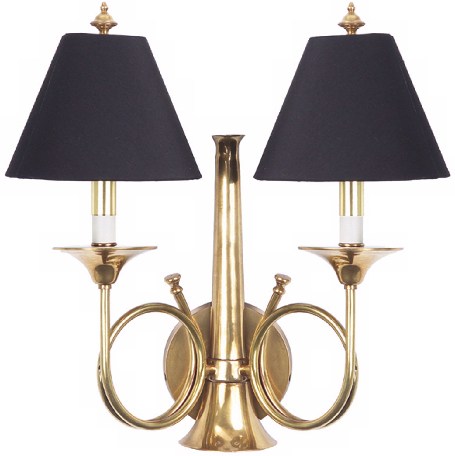 Frederick Cooper Hunting Horn Brass Plug-In Wall Sconce