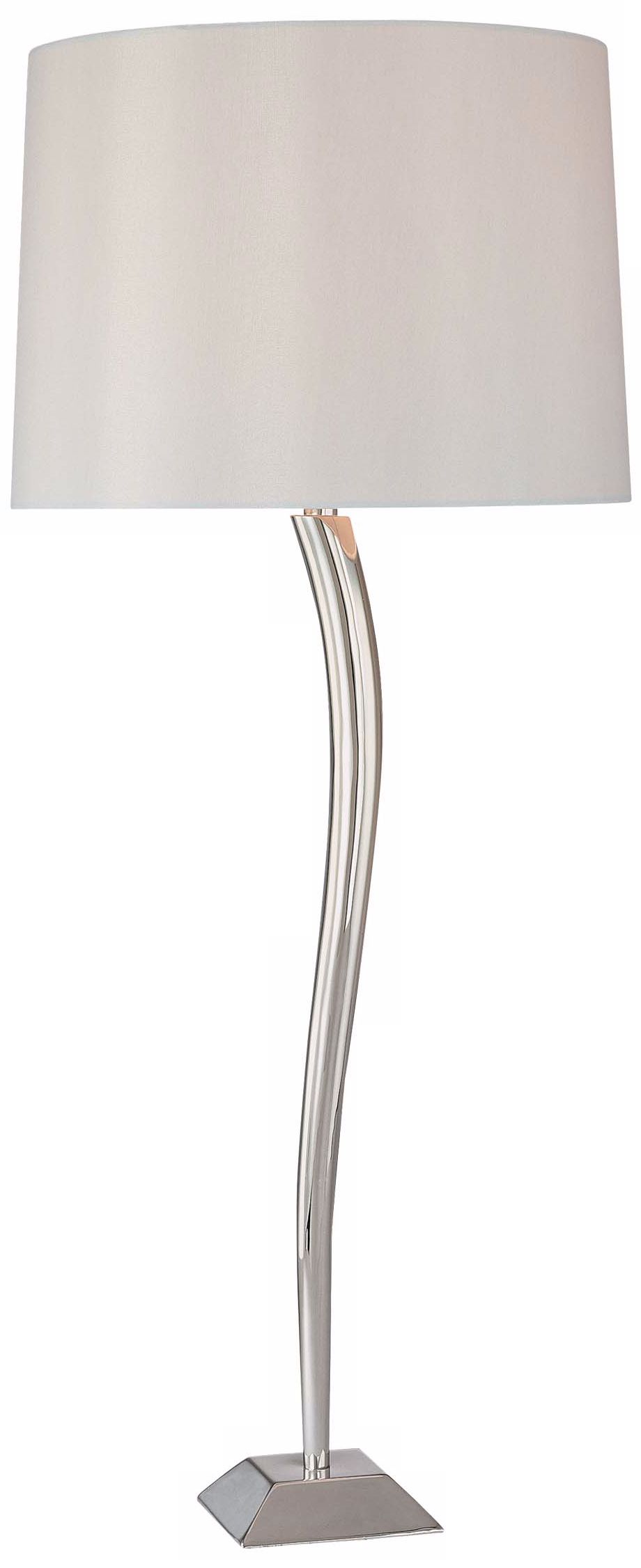 George Kovacs Silver White Silk Drum Shade Table Lamp