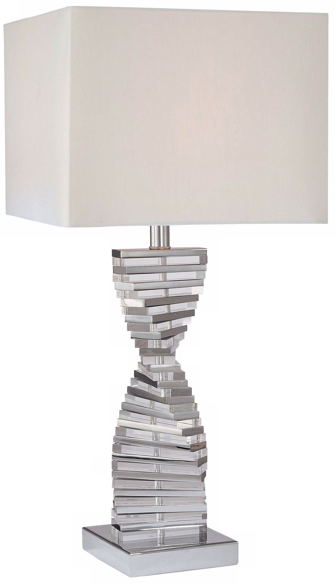 George Kovacs Eidolon Glass White Fabric Shade Table Lamp