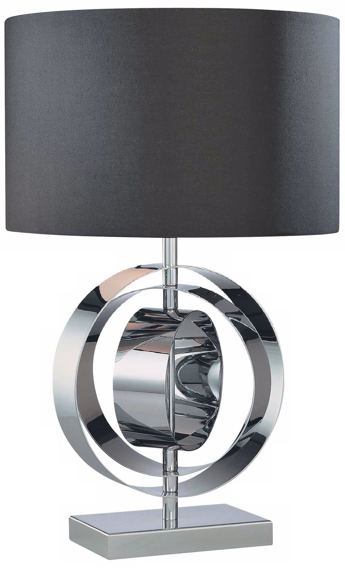 George Kovacs Chrome Circle Black Shade Table Lamp