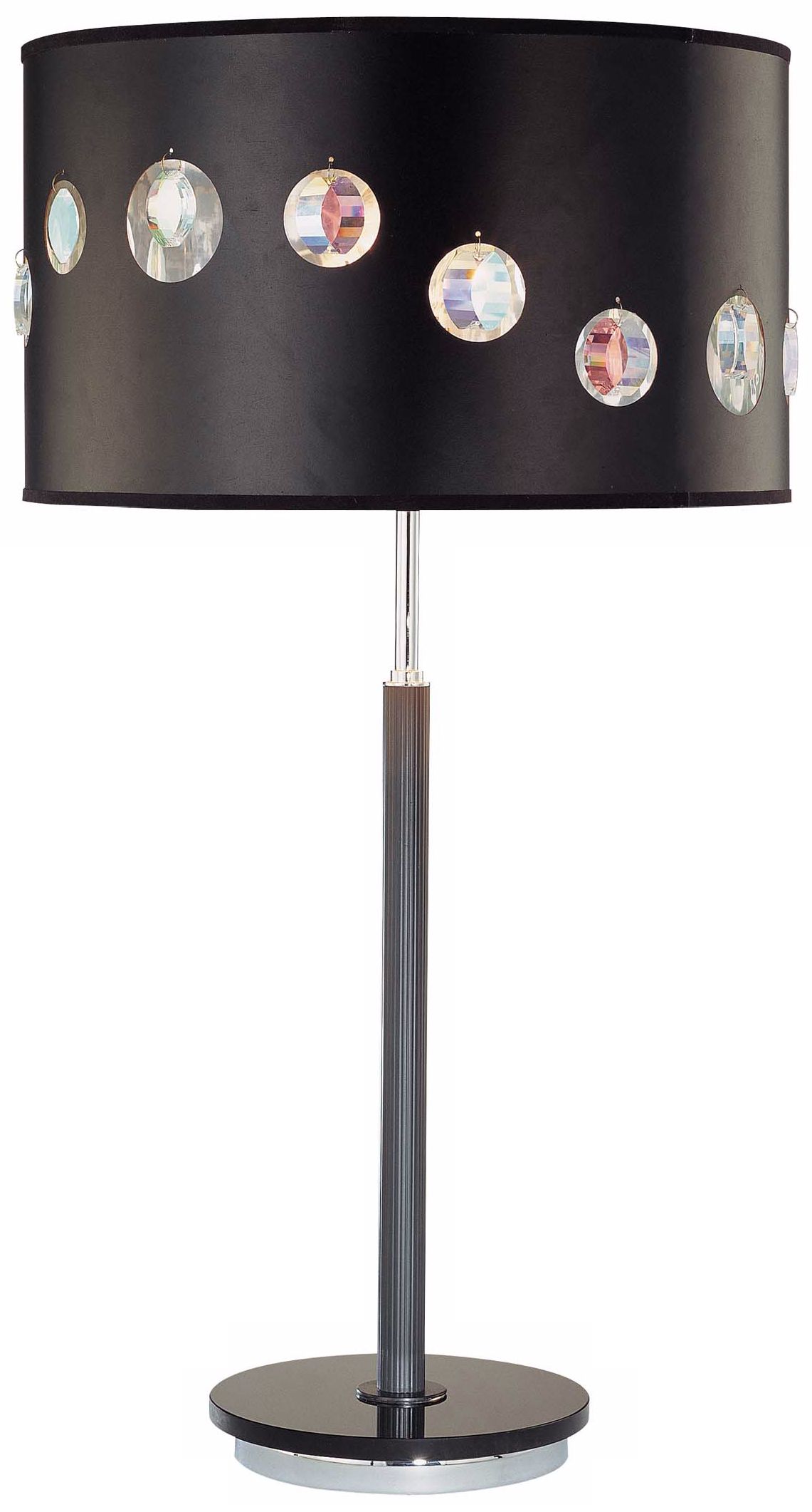 George Kovacs Black Parchment and Strass Crystal Table Lamp