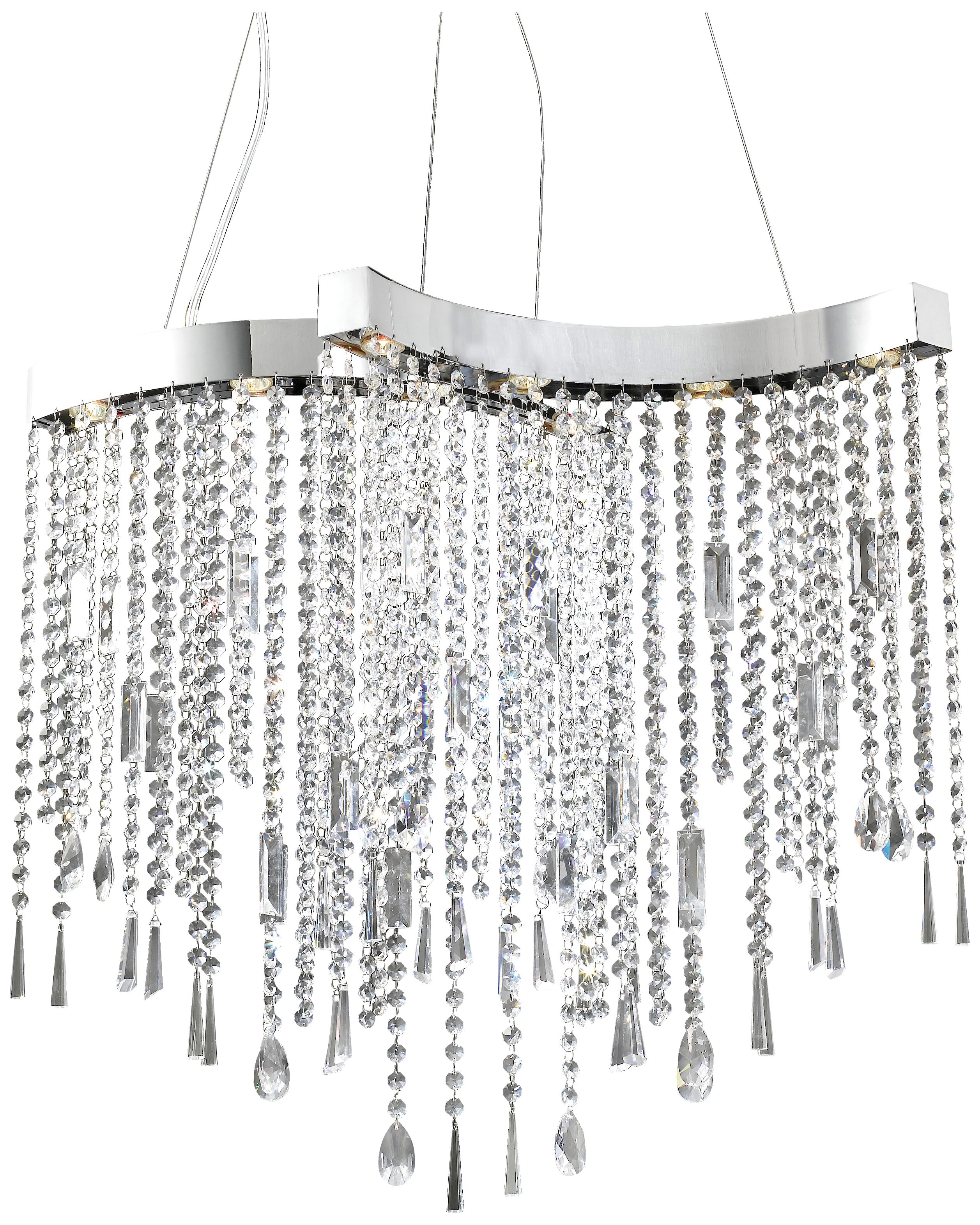 Crystal Strand Chrome 8-Light Halogen Chandelier