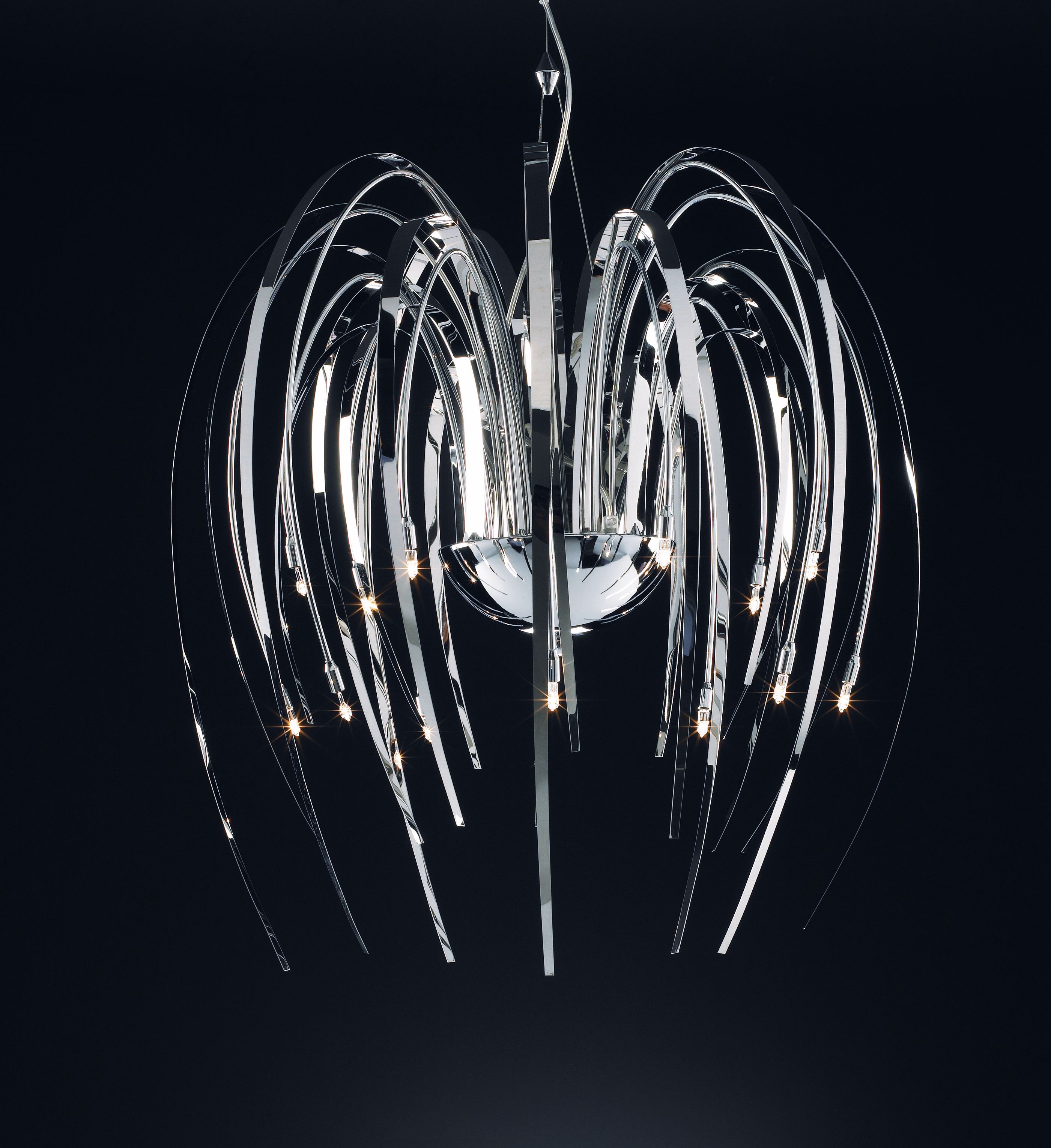 Chrome Finish 14-Light Halogen Pendant Chandelier