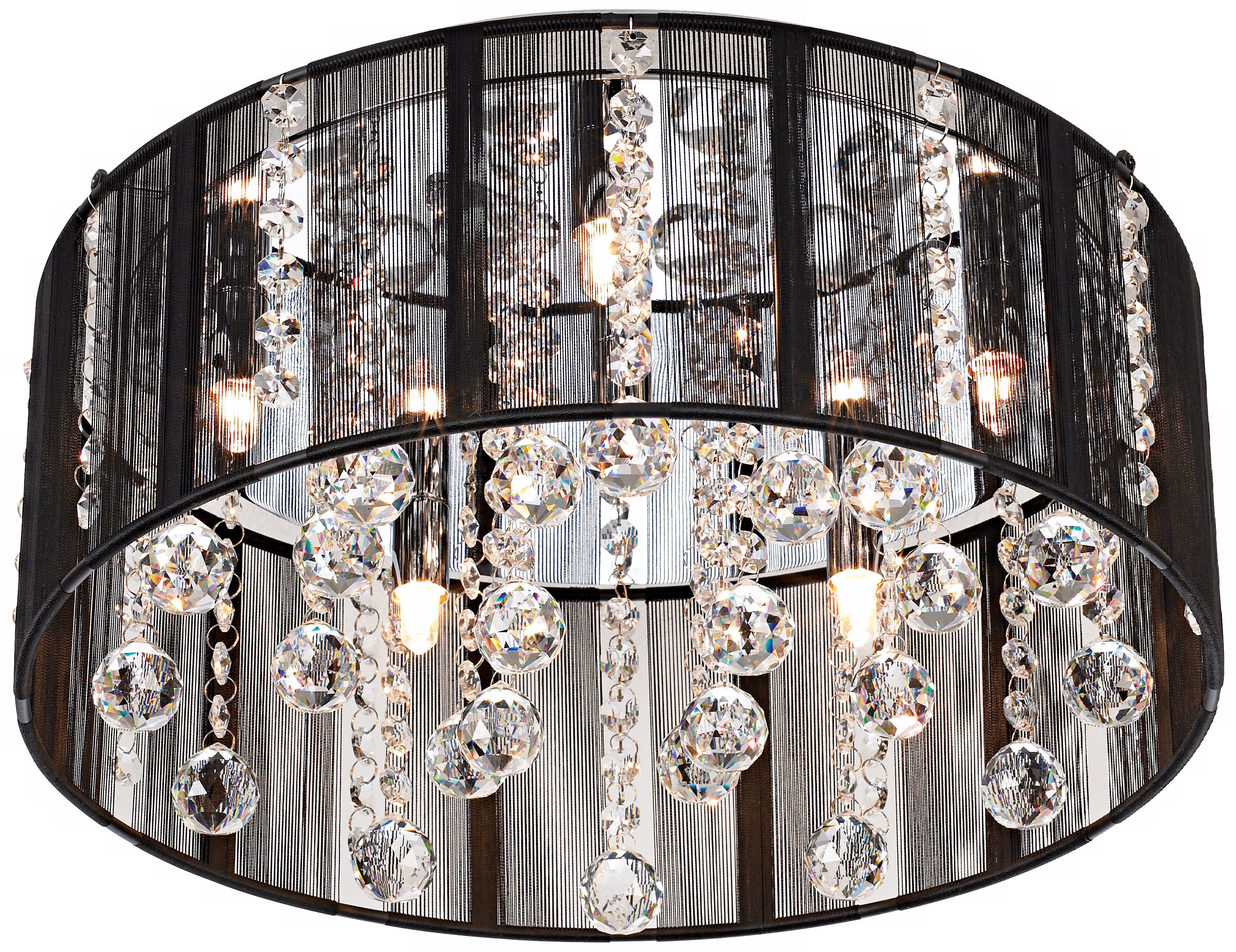 Possini Black Thread Crystal Halogen 15" Wide Ceiling Light