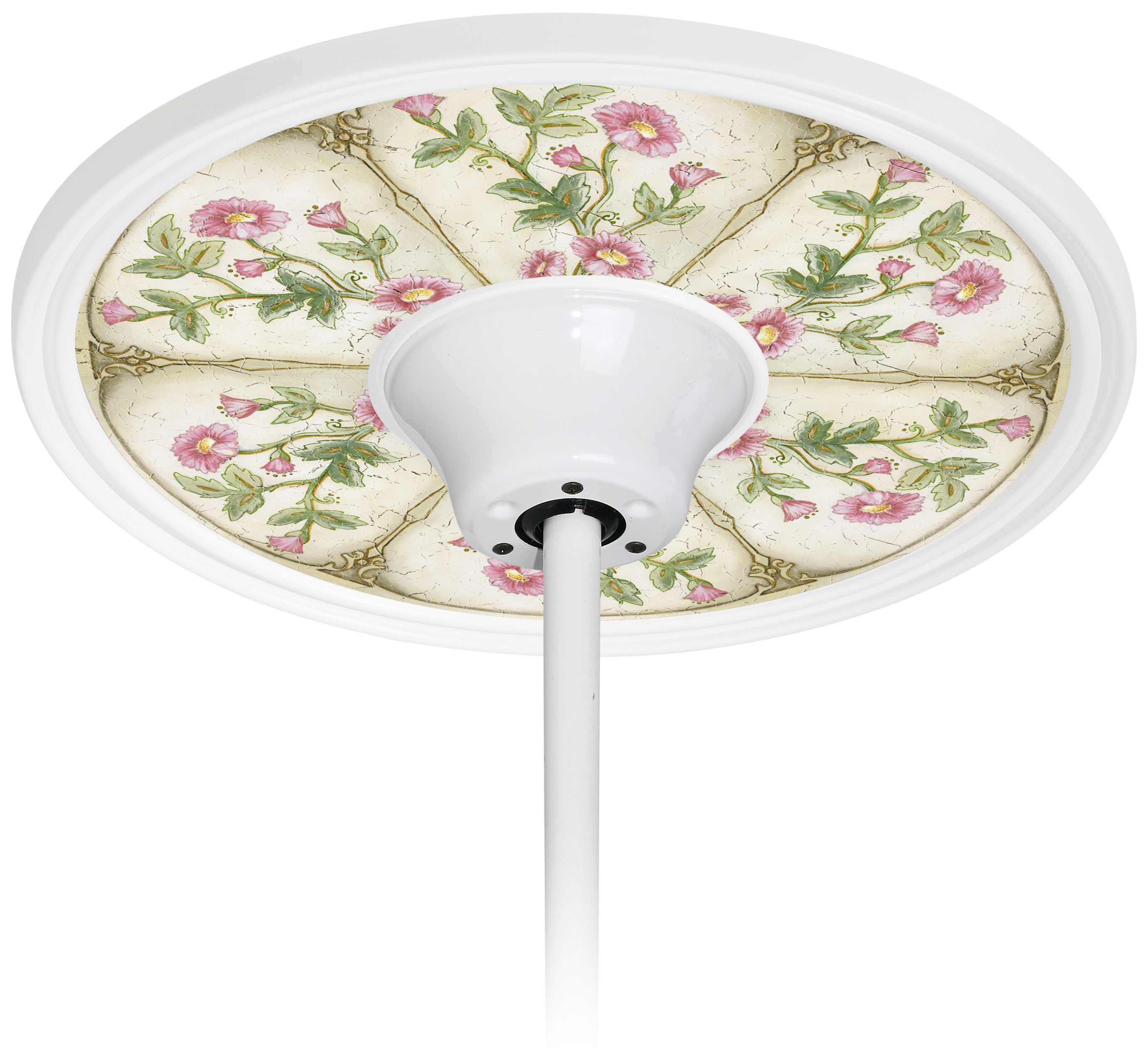 English Garden Pink  6 1/2" Opening White Fan Medallion