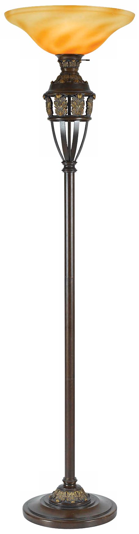Metropolis Amber Glass Bronze and Gold Finish Torchiere