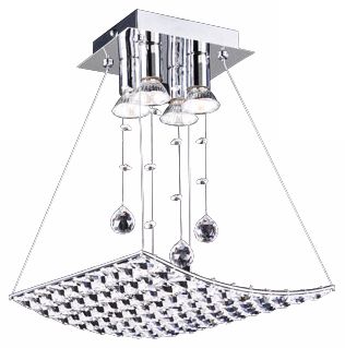 Hand-Cut Crystal Panel 11" Wide Ceiling Light Fixture