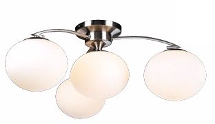Opal Glass and Satin Nickel 29" Wide Ceiling Light Fixture