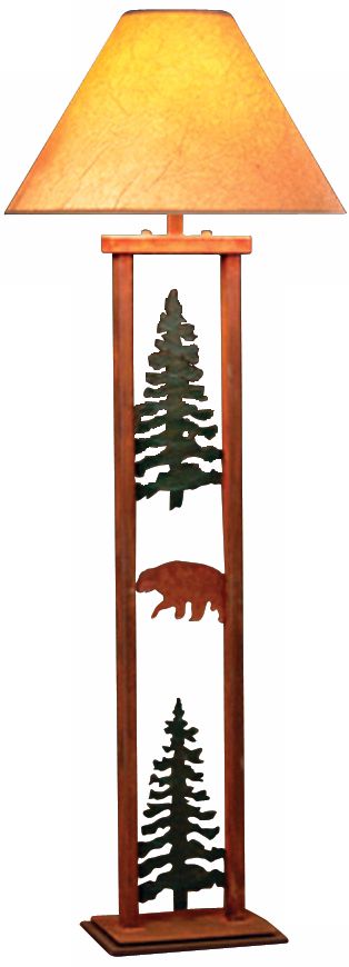 Cedar Ridge Pine Tree and Bear Rectangular Floor Lamp