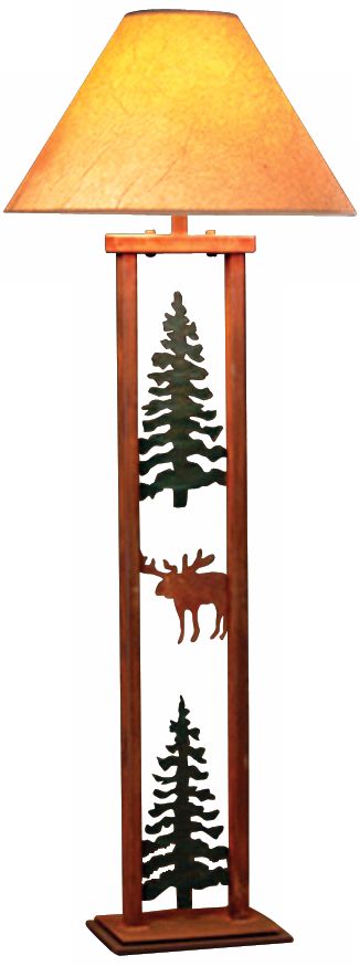 Cedar Ridge Pine Tree and Moose Rectangular Floor Lamp
