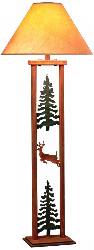 Cedar Ridge Pine Tree and Deer Rectangular Floor Lamp